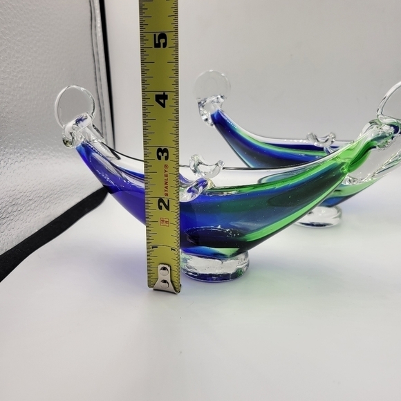 Murano Cobalt & Green Glass Gondolas - set of 2 - Picture 8 of 10